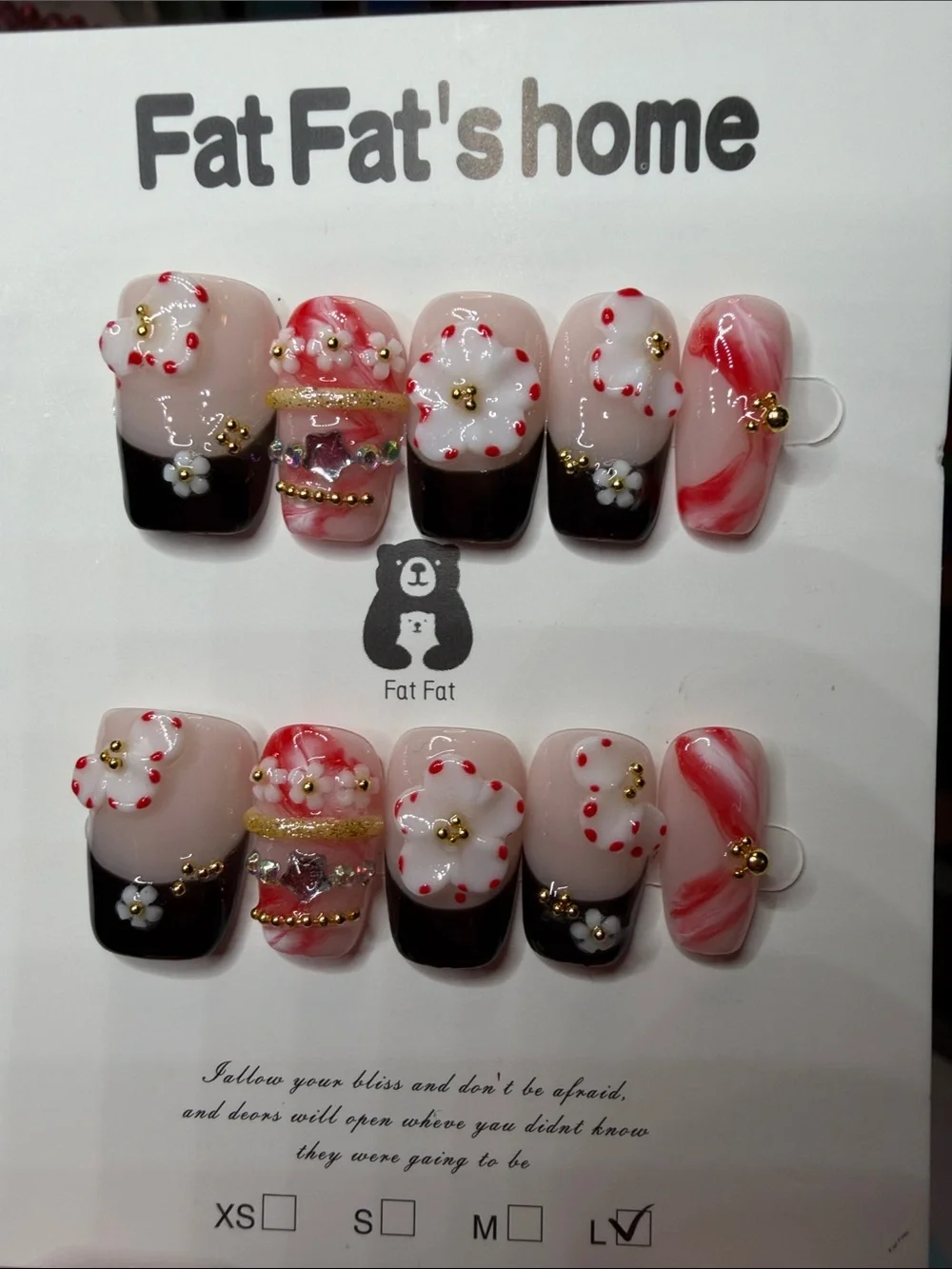 Pink & Red Floral Press-On Nail Set